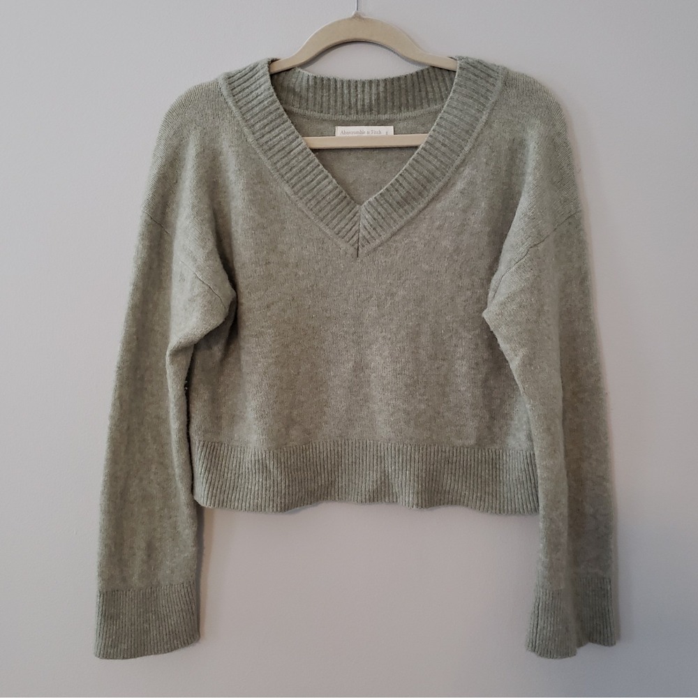 Abercrombie & Fitch Womens Wool Blend Preppy Cropped Sweater Small Cozy Green